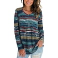 thumbnail image 1 of Camiseta de manga larga con cuello en V para mujer, camisetas holgadas con estampado inferior a la moda para Otoño e Invierno para fiesta, oficina, trabajo informal, 1 of 5