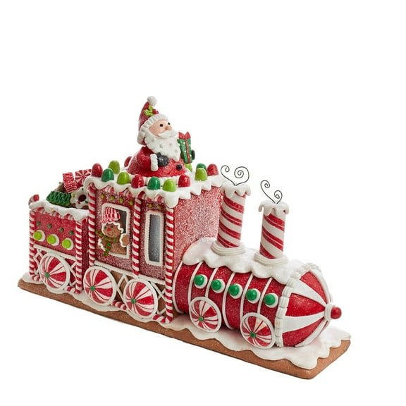 Kurt Adler Battery-Operated LED Gingerbread Junction Train, 7.5"