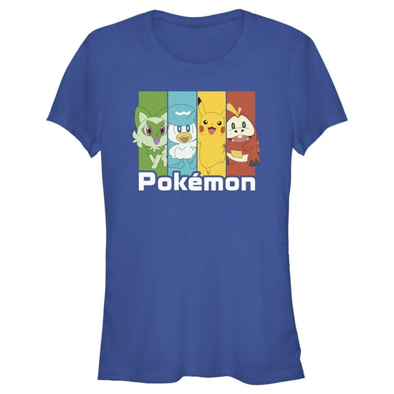 Junior's Pokemon Colorful Friends  Graphic Tee Royal Blue Large