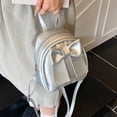 thumbnail image 4 of UJNDER School Backpack Stylish Bowknot Zip Closure Casual Lightweight Nylon Purse for Daily Travel Work College Bookbag for Women Silver,One Size, 4 of 5