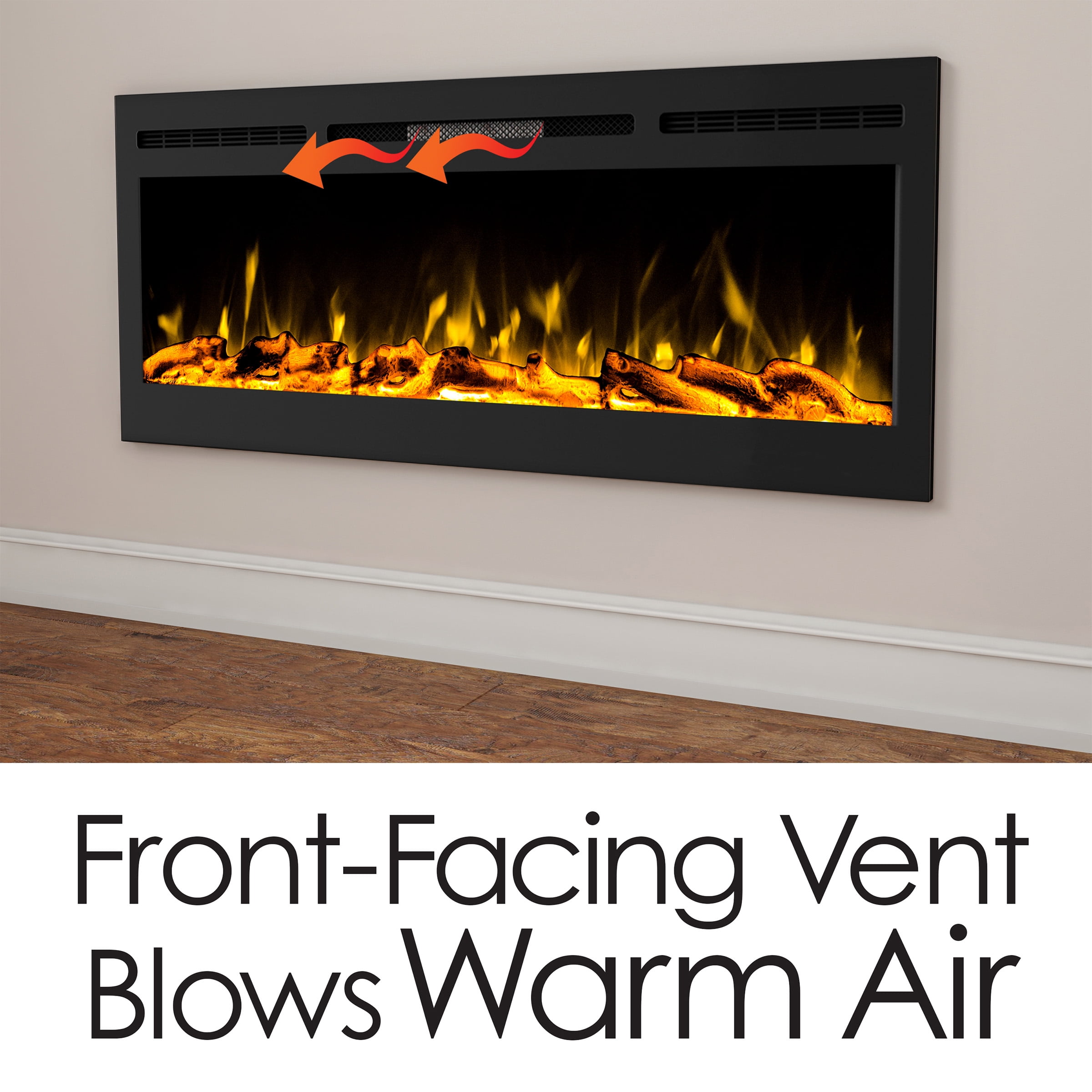 Somerset Home 50” Wall Mount Electric Fireplace, Black