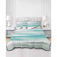 thumbnail image 2 of Quilts King Size Bedding Set, Turquoise Gray White Lightweight Quilted Comforter, Country Abstract Ombre Mottled Soft Reversible Bedspread Coverlet with Pillow Covers for All Season, 96" x 106", 2 of 7