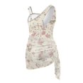 thumbnail image 5 of Whosucclay Vintage Pink Floral Pattern Girls Swimsuit, Quick Dry Adjustable Strap Girls' One-Piece Swimsuit with Adjustable Shoulder Straps and Mesh Cover Up, 9-10 Years Old, 5 of 12