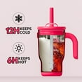 thumbnail image 5 of 14oz (approx. 413ml) Stainless Steel Insulated Mug with Handle and Straw - Leak-proof, BPA-free, matte finish with glossy accents - Portable flip-top design for sports, outdoor, office, and home use, 5 of 21