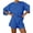 Blue, variant on Women 2 Piece Outfits 3/4 Sleeve Tops and Elastic Waist Shorts Lounge Sets