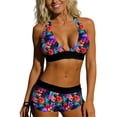 thumbnail image 5 of Fmbrln Swimsuits for Women 2 Piece with Boyshorts Fashion Floral Print Bikini Sets Trendy Halter Back Tie Modest Bathing Suits, 5 of 9