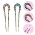 thumbnail image 3 of Vintage Rhinestone Hair Women Stick, Clips Accessories Double Stick Holder Style U-shape Accessory and French Hairpins Blossom U- Flower Styling Blue Woman Forks Stylish Purple, 3 of 5