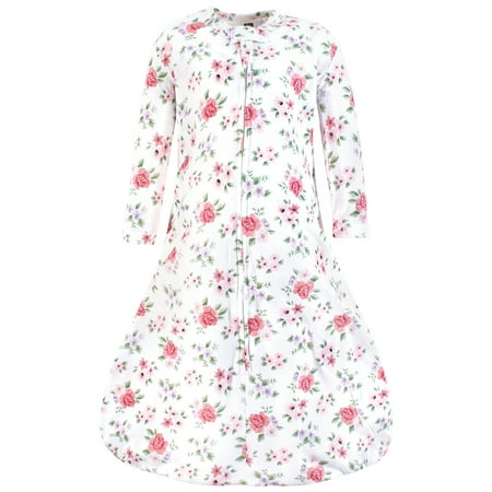 Hudson Baby Infant Girl Long Sleeve Cotton Jersey Sleeping Bag, Vintage Floral, 0-6 Months