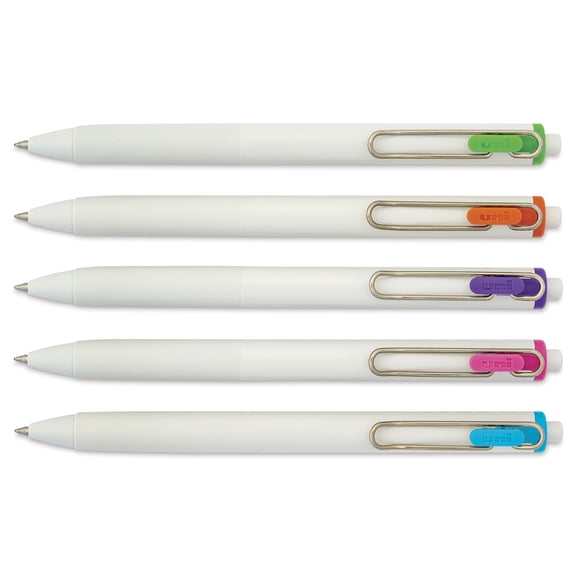 uniball one Retractable Gel Pens, Medium Point, 0.7mm, Assorted Ink, 5 Count