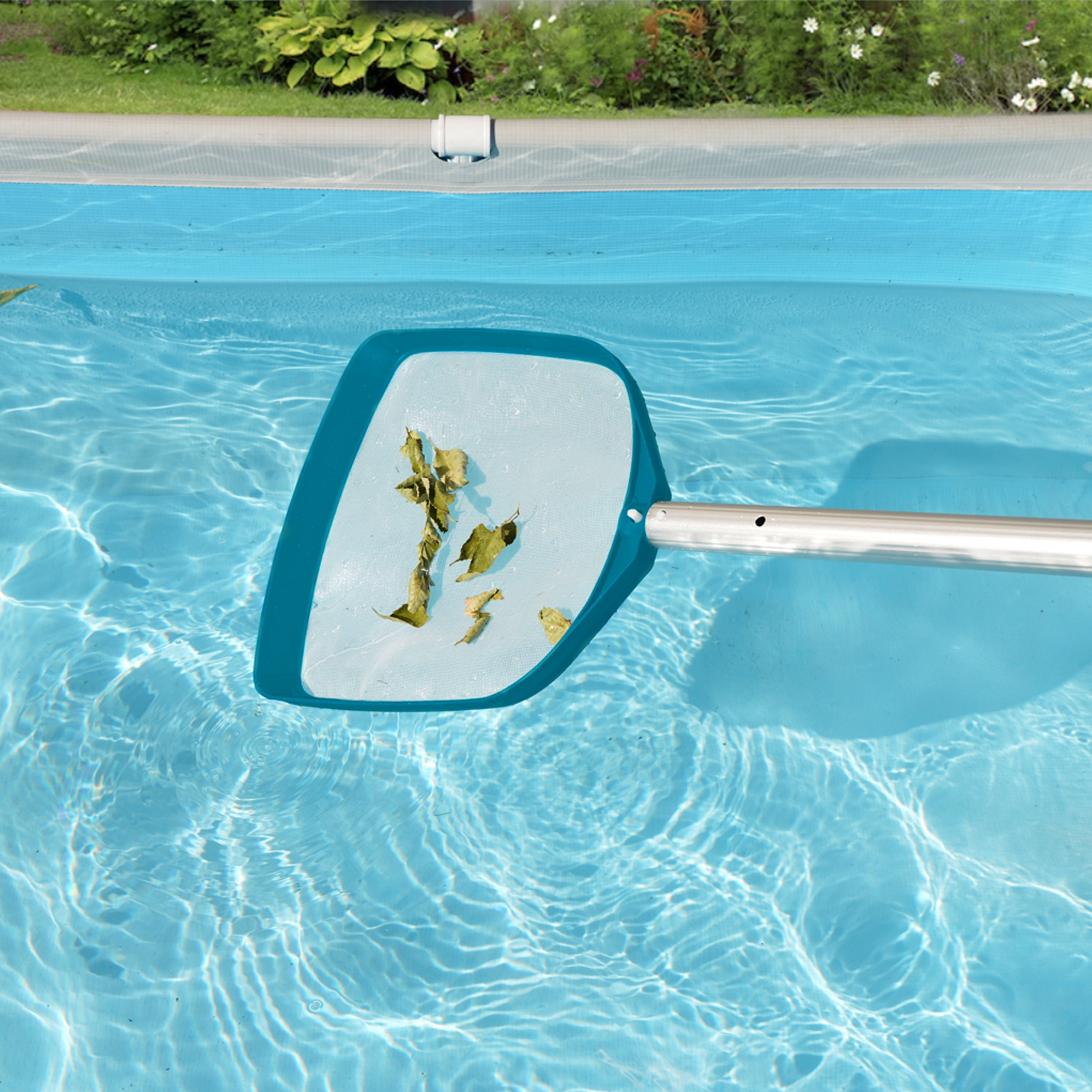 Bluescape Teal & Gray Pool Skimmer Net with 42 inch Aluminum Pole for Effective Debris Removal