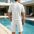 thumbnail image 6 of hotojiny Men's Tracksuit 2 Piece Quarter Zip Sweatsuit Sets Textured Short Sleeve Golf Shirts Summer Bermuda Shorts Loungewear(White,X-Large), 6 of 6