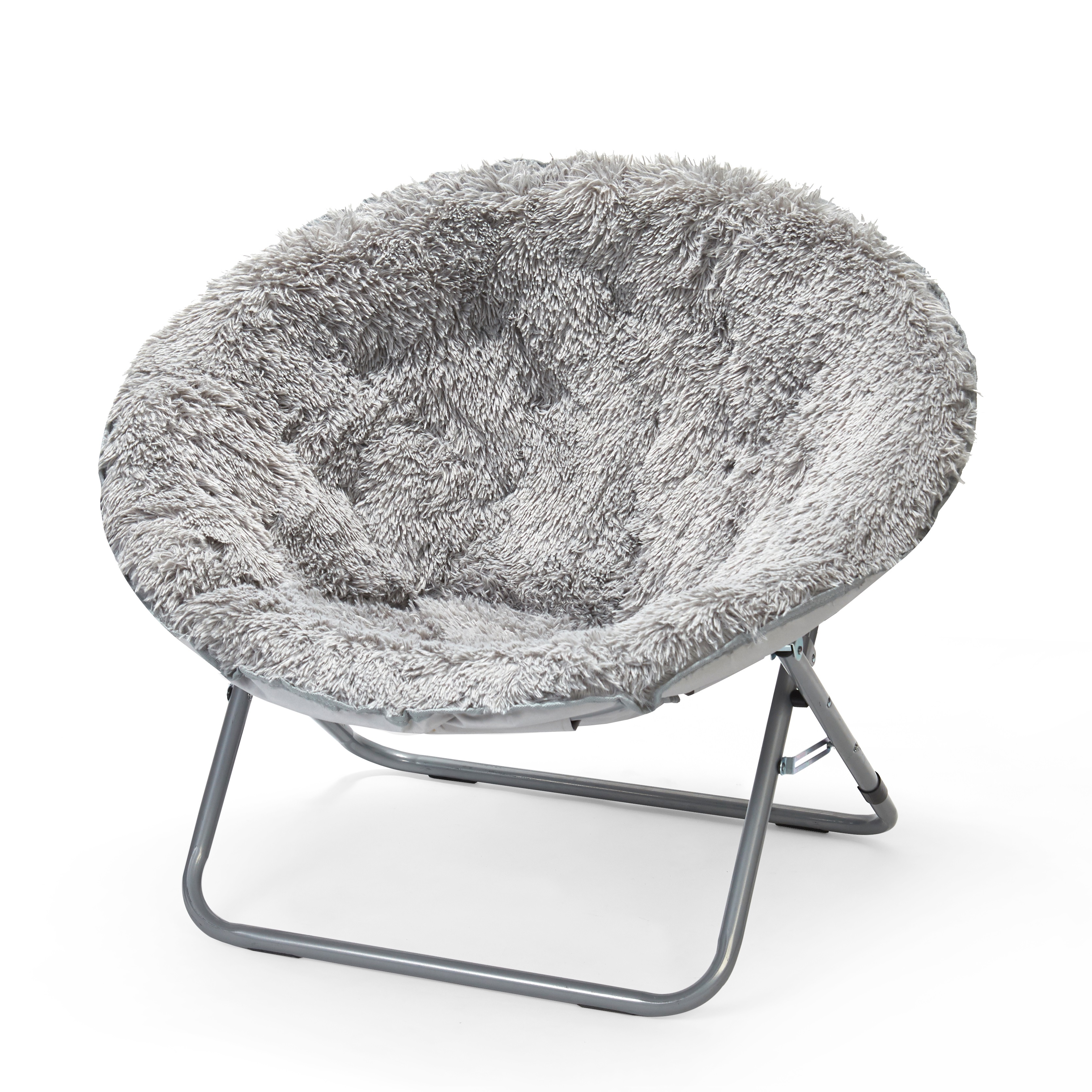 Urban Shop Mongolian Faux Fur Oversized Moon Chair, Silver - image 5 of 5
