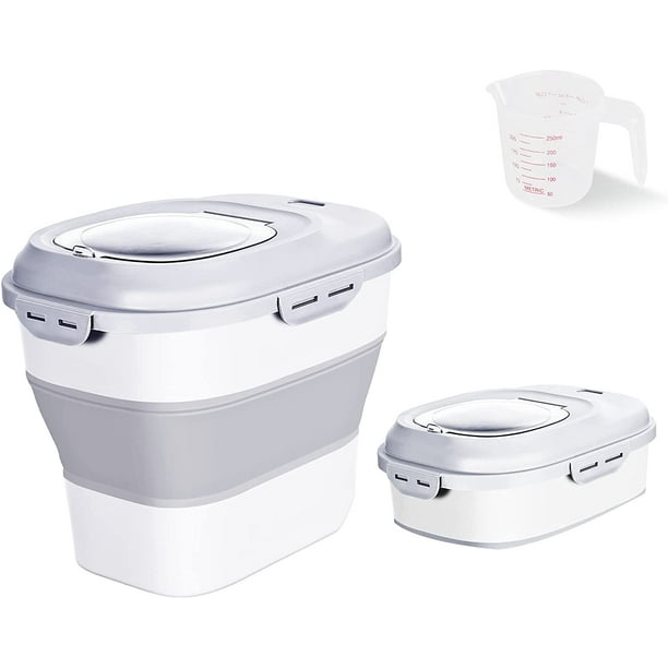 Cereal Rice Food Rolling Wheel Storage Containers, Collapsible 20 to 50