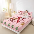 thumbnail image 4 of Manfei Xmas Monogrammed N Full Size Sheets for Kids, Happy New Year Bed Sheets, Glitter Sequin Print Sheet Sets, Breathable Home Decor, 4 Pieces, 4 of 7