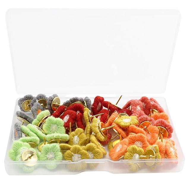 LCXmlly Épingles Colorées pour Tableau d'Affichage 60 Pcs Broderie Fleur Pushpin Colorée pour Tableau Blanc
