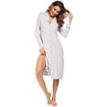 thumbnail image 4 of WBQ Women Sleepshirt Flannel Cotton Nightshirt Plaid Nightgowns Long Sleeve Button Down Pajamas Sleepwear, 4 of 7