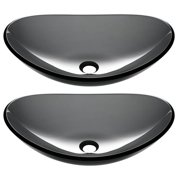 Aquaterior 2 Pack Bathroom Vessel Sink Tempered Glass Vessel Sink WaterDrop Artistic Vanity Above Counter Top Mount Basin