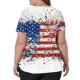 thumbnail image 4 of Women's 250th Anniversary Scrub Tops Plus Size Short Sleeve V-Neck Red White and Blue Flag Floral Print Work Uniforms 4th of July Nursing Medical Scrubs T Shirts with Pockets, 4 of 5