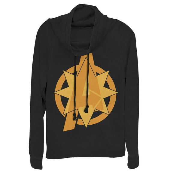 Junior's Marvel Avengers: Endgame Comic Star Logo  Cowl Neck Sweatshirt Black 2X Large
