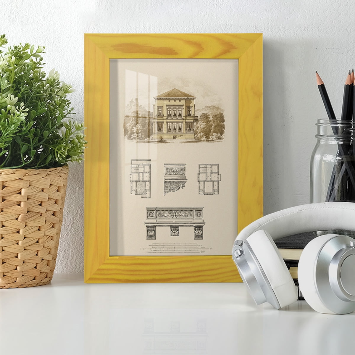 Estate and Plan I -Framed Print w/glass-Sunflower Yellow