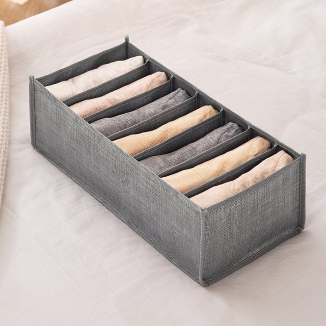Non-Woven Fabric Clothes Drawer Organizer Visible Gray Clothes Divider Box Space-Saving Storage Container for T-Shirt Closet Wardrobe