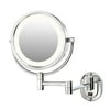 Jerdon 8-inch Diameter Lighted Makeup Mirror, 5X-1X Magnification, ChromeFinish, Direct Wire - Model HL65CD