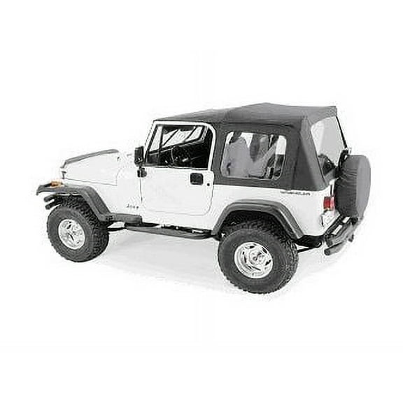 Rampage by RealTruck Factory Replacement Soft Top | Vinyl, Black Denim with Tinted Windows | 99315 | Compatible with 1997 - 2006 Jeep Wrangler with Full Steel Doors