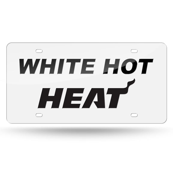 Miami Basketball Heat White Hot Heat Mirror Look Acrylic License Plate Laser Tag
