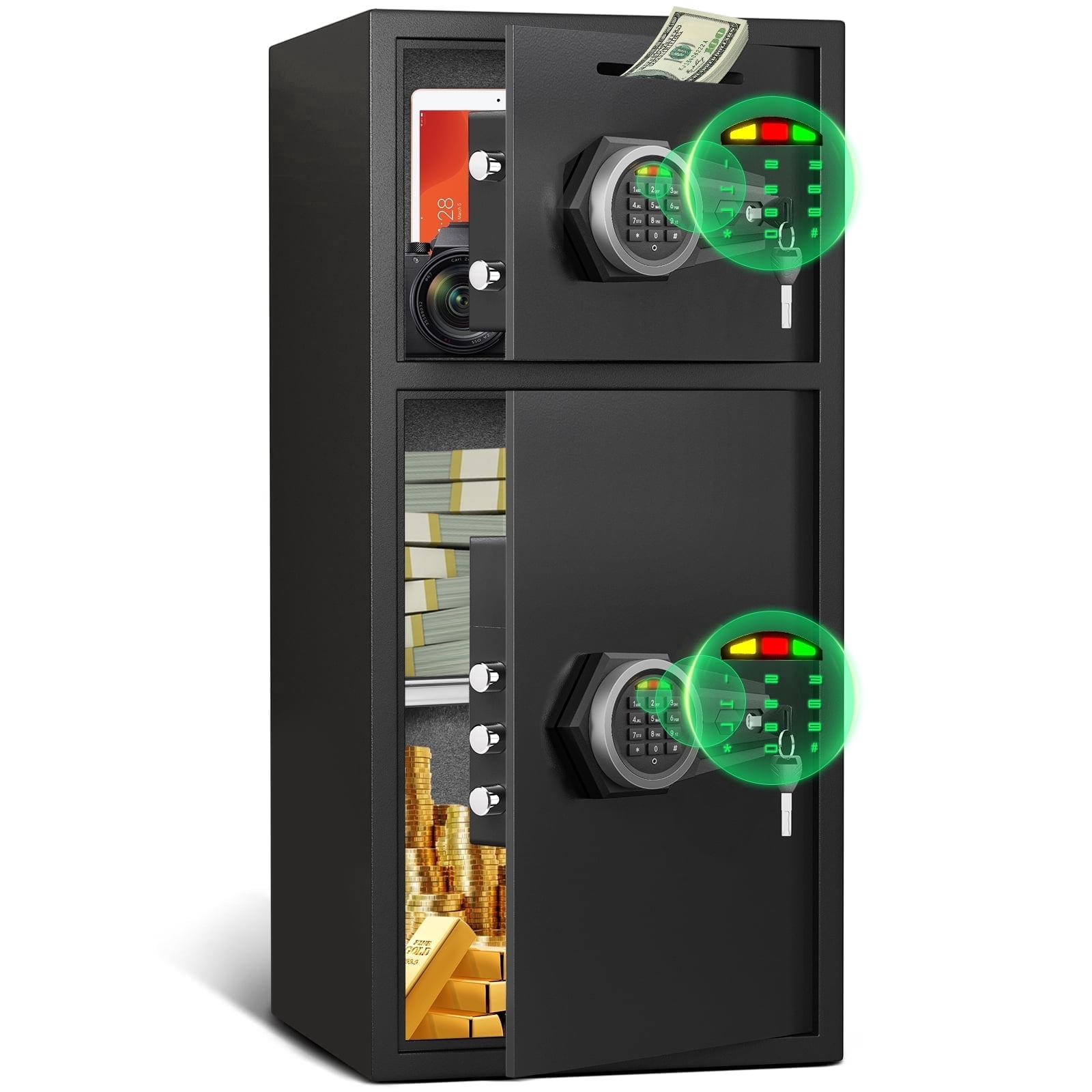 Pacriond 6.0 Cuft Digital Safe with Dual Alarm System Home Safes with LED Keypad and Mute Function for Money and Valuables