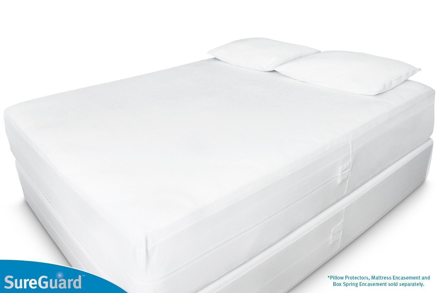100% Waterproof Set of 2 Body Size SureGuard Pillow Protectors Bed Bug Pro... 