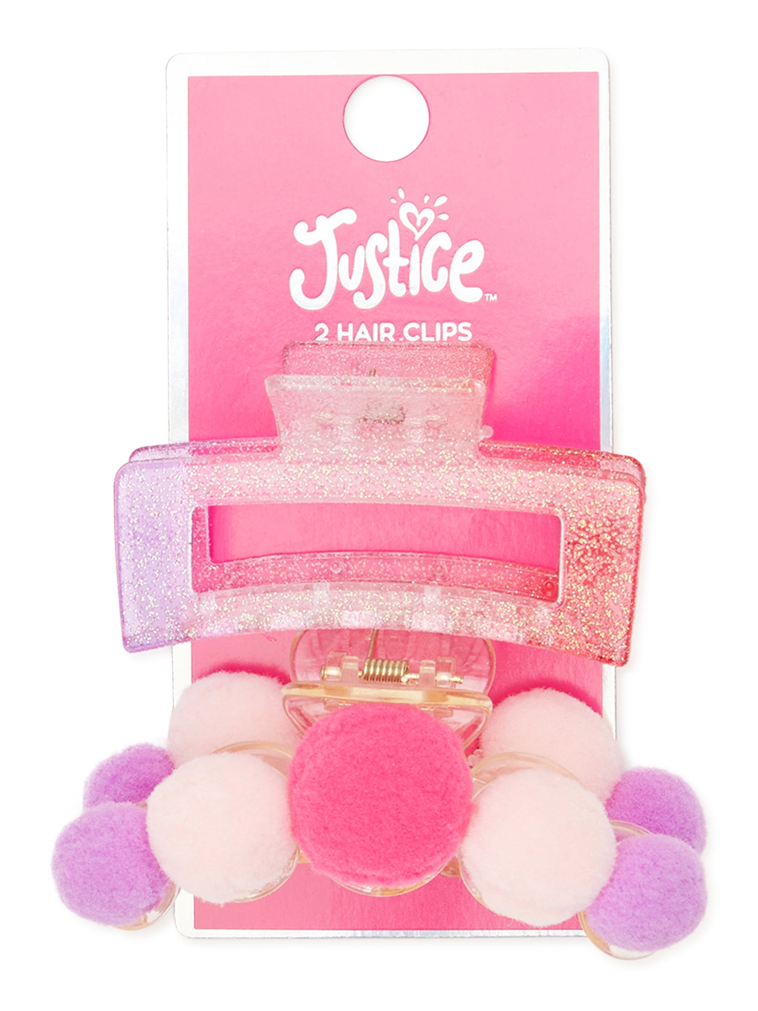Justice Pom Pom and Glitter Claw Clips, 2-Pack