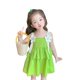 thumbnail image 1 of Vestido de tirantes para niña Vestido en capas con decoración en forma de flor elegante de moda de verano para fiesta de la vida diaria Verde 100, 1 of 5