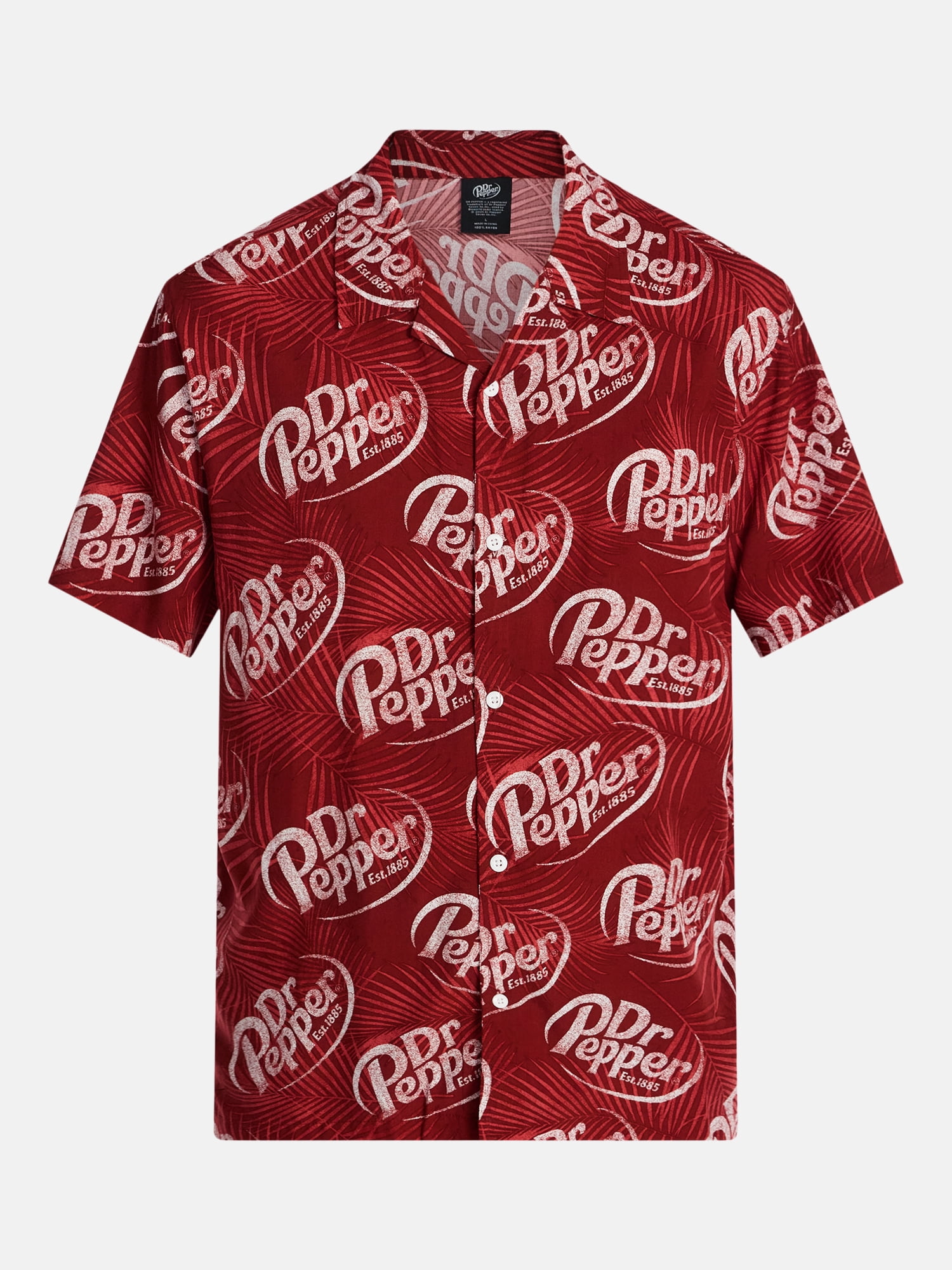 Dr Pepper Men's and Big Men's Graphic Woven Resort Shirt, Sizes S-2XL