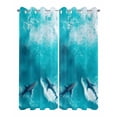 thumbnail image 2 of nqOlkjepod Outdoor Curtains for Patio Waterproof, Teal Blue Ocean Shark Outdoor Privacy Panels Grommet, Coastal Wave Summer Beach Blackout Outside Curtains for Porch/Cabana 54"x108", 2 Panels, 2 of 8