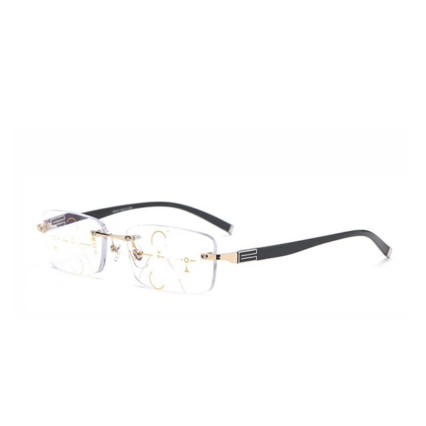 Mens Progressive Rimless Multifocal Rectangular Reading Glasses