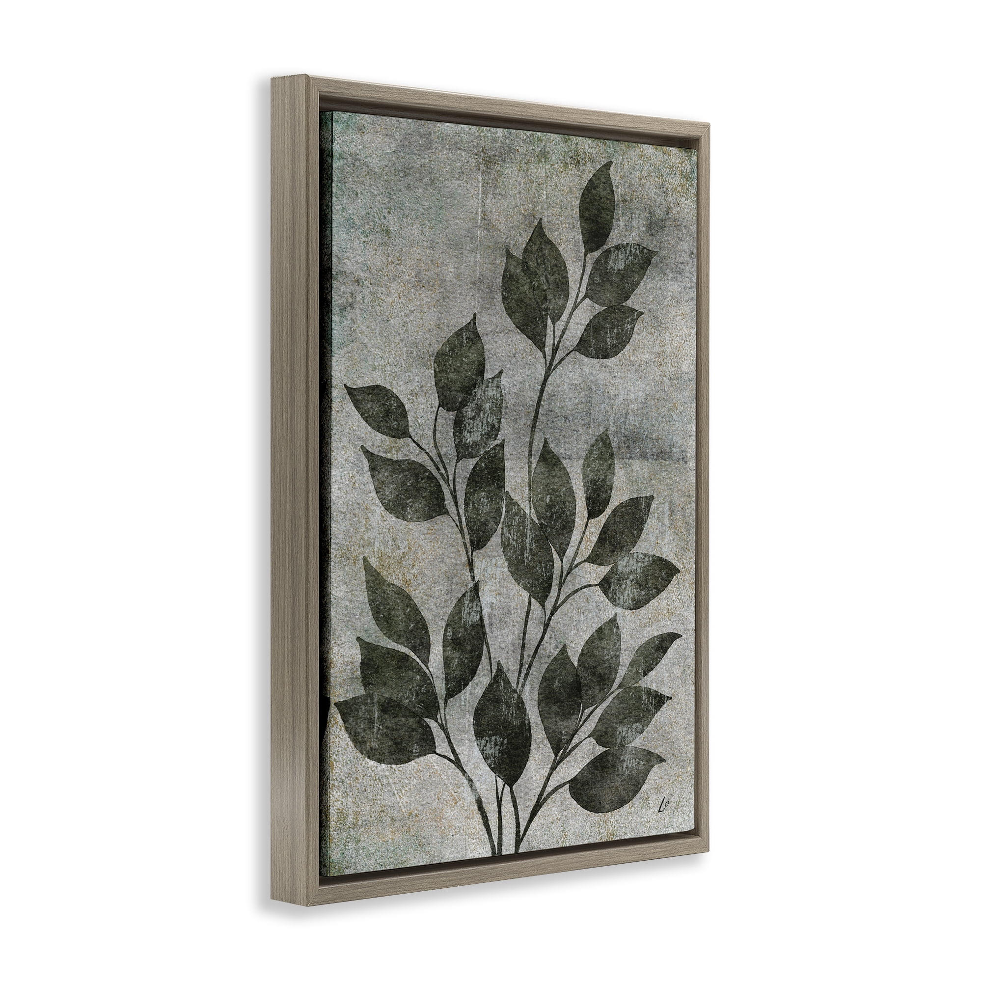 Stupell Industries Love & Leaves Rustic Plants & Flowers Painting Brown Floater Framed Canvas Art Print Wall Art, 17 x 25