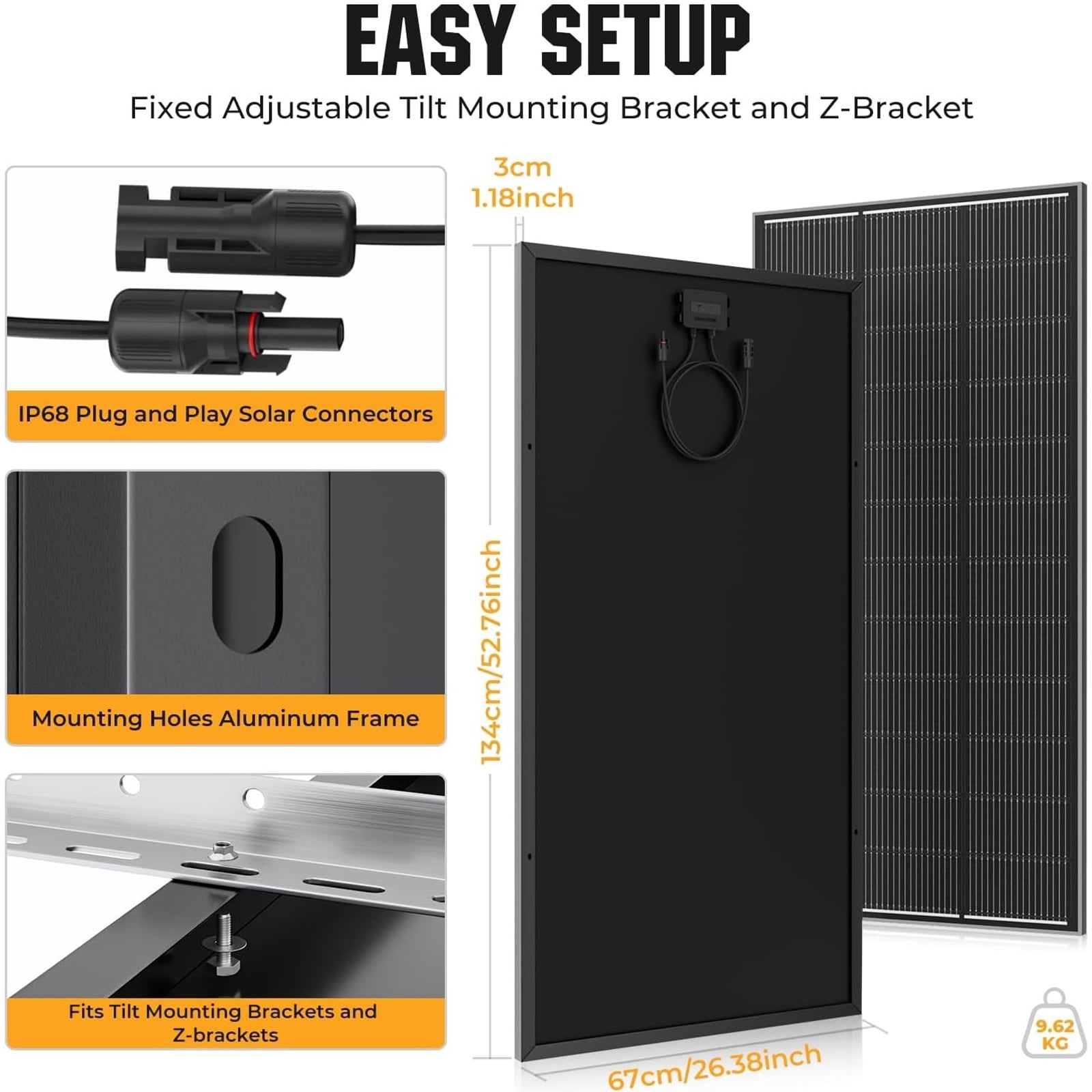 RVPOZWER 18BB N-Type 200 Watt Solar Panel 12V, 25% High-Efficiency, Solar Panel for Power Station, RV, Cabin, Off-Grid Applications