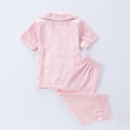 thumbnail image 4 of larppty Silk Pajamas for Girls 2 Piece Short Sleeve Button Down Pjs Soft Smooth Sleepwear Set (18-24 Months,Pink), 4 of 4