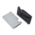thumbnail image 3 of Cartera De Hombre Color Plata Con Bloqueo Rfid - Tarjetero Minimalista De Fibra De Carbono Y Metal Para Hombre Con Clip Y Banda Elástica Para Billetes, 3 of 4
