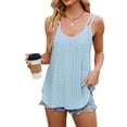 thumbnail image 4 of Women Summer Sleeveless Solid Color Round Neck Strap Vest T-shirts Tops, 4 of 5