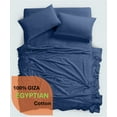 thumbnail image 2 of 500 Thread Count, 100% Giza Egyptian Cotton Bedding Set, 4-PC Sheets Set, 10 Inch Deep Pocket of Fitted Sheet, Soft Sateen Weave Breathable - Mediterranean Blue, Alaskan King, 2 of 7