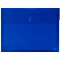 JAM Paper Plastic Expansion Envelopes, Hook & Loop, Letter Booklet, 9 3/4 x 13, 1 in Expansion, Blue, 3/Pack