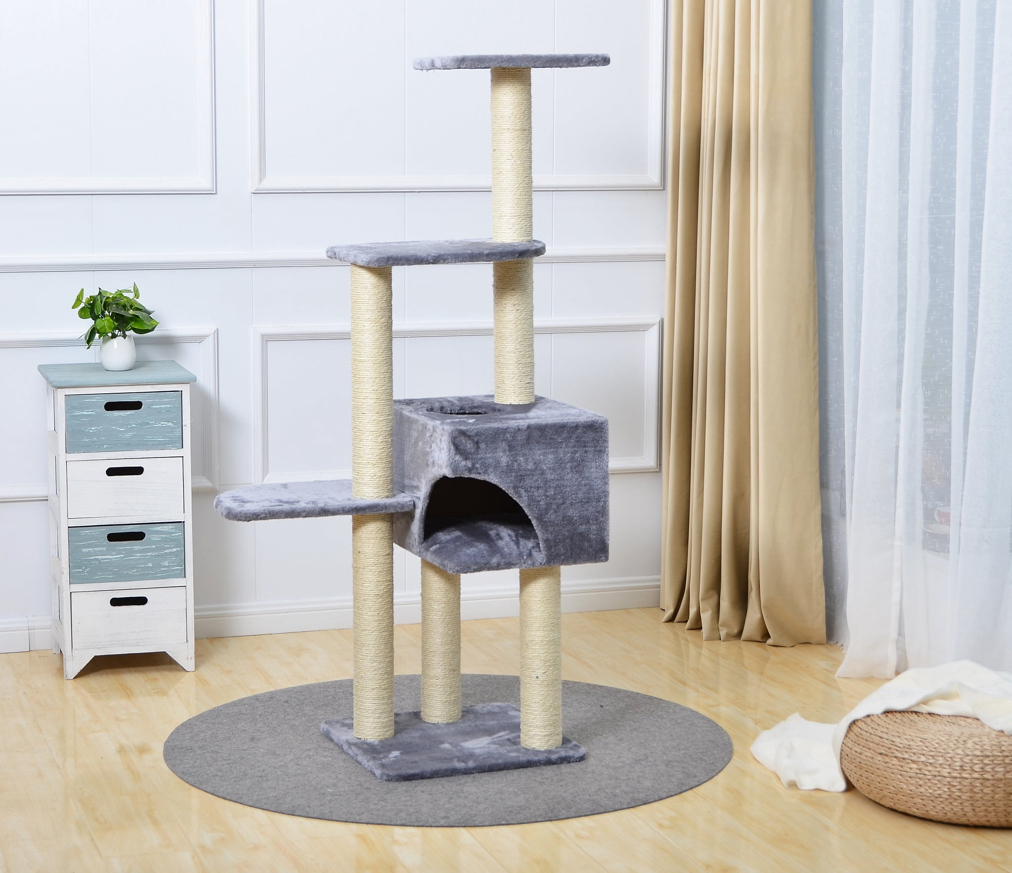 Two by Two Monroe - Gray Scratching Post Cat Furniture - 54.3 in. Tall