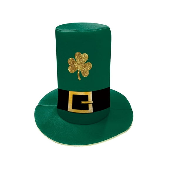 Luxalzxs St Patricks Day Top Hat, Irish Shamrock Green Velvet Hat, Green Parade Leprechaun Hat for Men Women Adult Kids, St. Patricks Day Party Costume Accessories