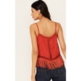 thumbnail image 4 of Idyllwind Women's Briarwick Jacquard Print Fringe And Lace Tank Top Dark Orange Large  US, 4 of 4