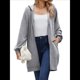 thumbnail image 2 of Sudadera con Capucha y Cremallera para Mujer, de Larga, de Forro Extragrande, Informal, con Bolsillo, para Otoño Gris M, 2 of 9