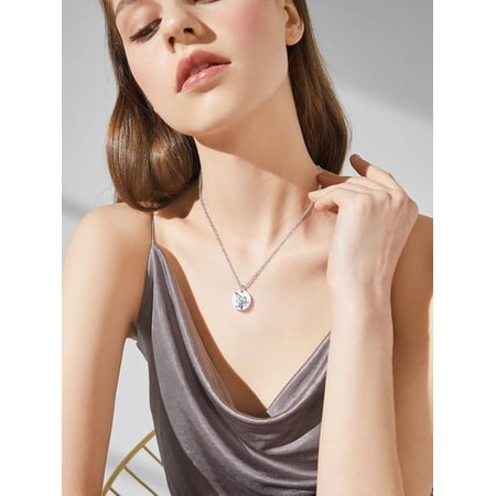 Birth Flower Disc Necklaces For Women With Birthstone Stainless Steel/Gold Plated/Sterling Silver Jan. To Dec. Guardian Month Floral Pendant Custom Engraved Dainty Jewelry +Gift Box[o7351]