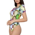 thumbnail image 2 of The Xecao Colorful Easter Eggs Women's Crew Neck Body Suit, a short-sleeved bodysuit and basic swimsuit, both comfort and style for dating and daily life, 2 of 9