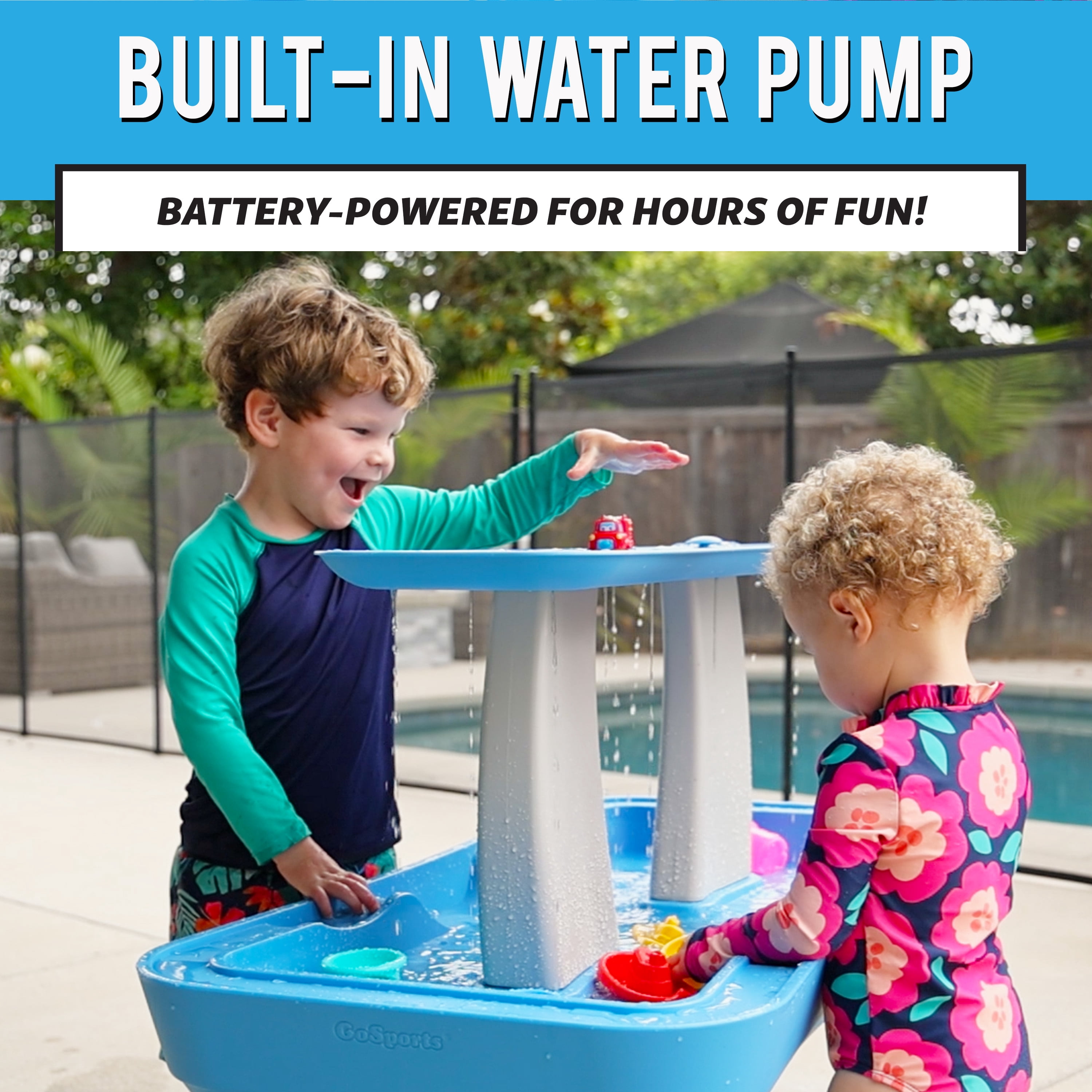GoSports Water Table with Pump for Toddlers Ages 1.5 - 4 Years - Outdoor Water Play Table for Kids with Integrated Circulating Water Pump