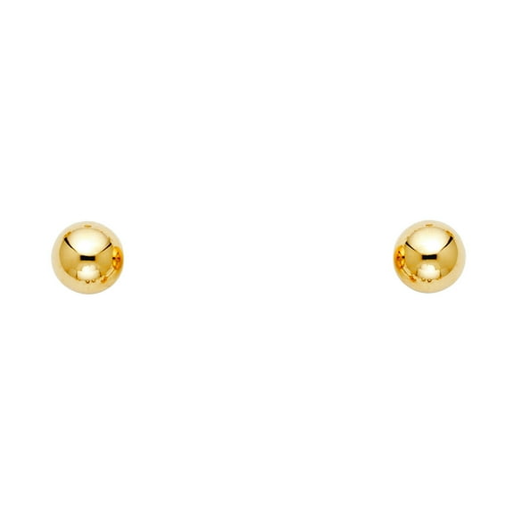 14k Gold 6mm Screw Polished Ball Earrings Stud Ball Earring for Women